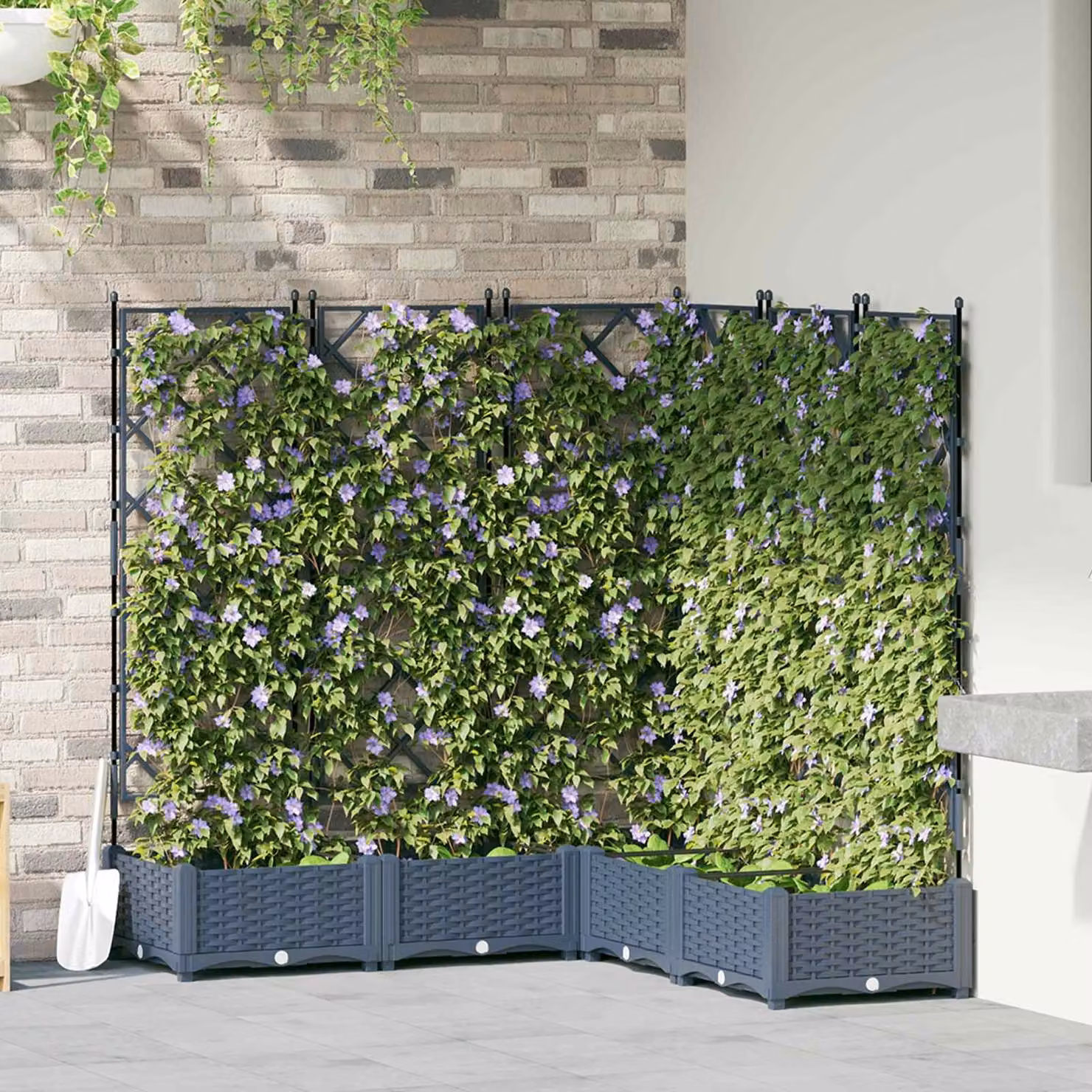 Set di 5 vasi da giardino vidaXL in plastica grigi L/P/H: 120 x 120 x 125,5 cm