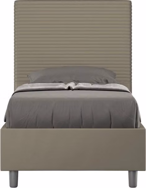 BS COM Letto singolo con rete imbottito 90x190 similpelle cappuccino