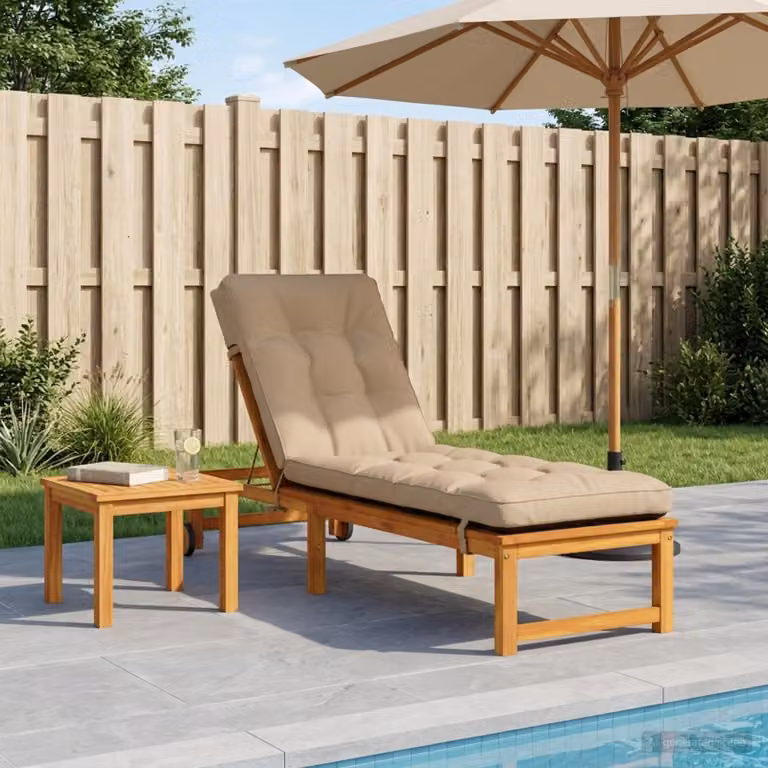 Cuscino per lettino da esterno vidaXL VIANEN in poliestere color sabbia con rivestimento rimovibile e resistente ai raggi UV
