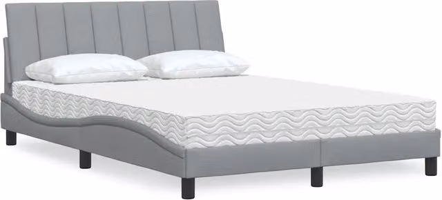 Letto con Materasso Hanko vidaXL Grigio e Bianco L/P/H: 140 x 190 x 145 cm