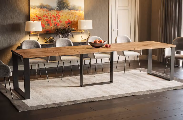 Endo-Möbel tavolo da pranzo allungabile Borys Max 130cm - 330cm tavolo da pranzo in metallo con base a slitta (rovere Craft)