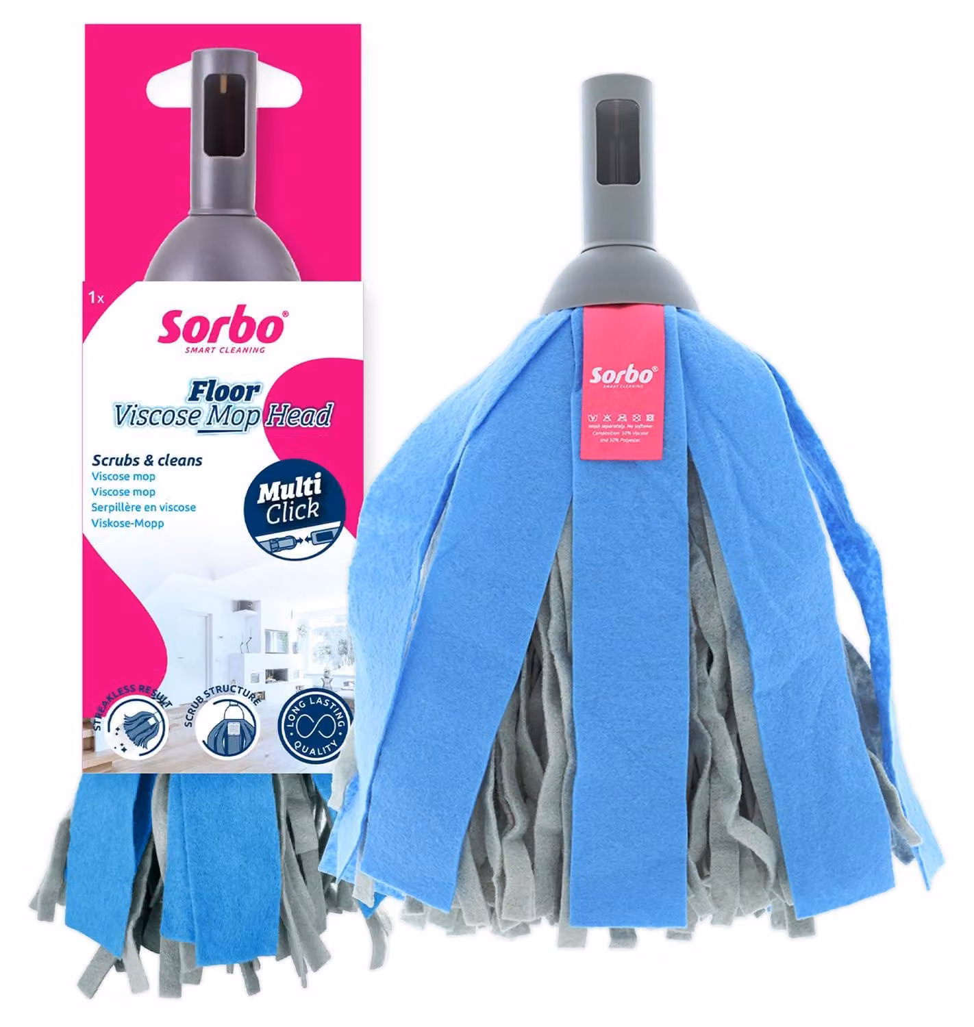 Panno in viscosa per la pulizia, con superficie abrasiva, senza pelucchi, confezione singola, colore blu
