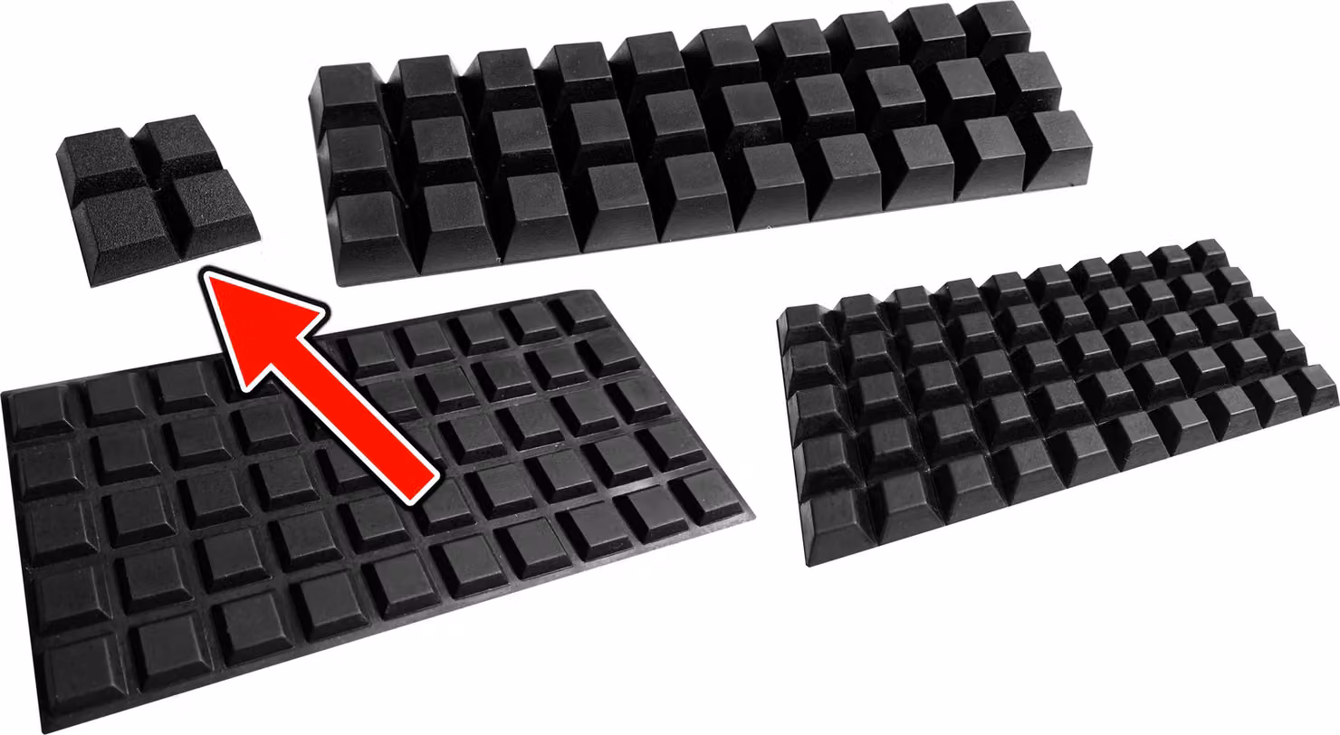 Set di 100 tamponi per porte (20x20x8 mm, nero, trapezoidale)