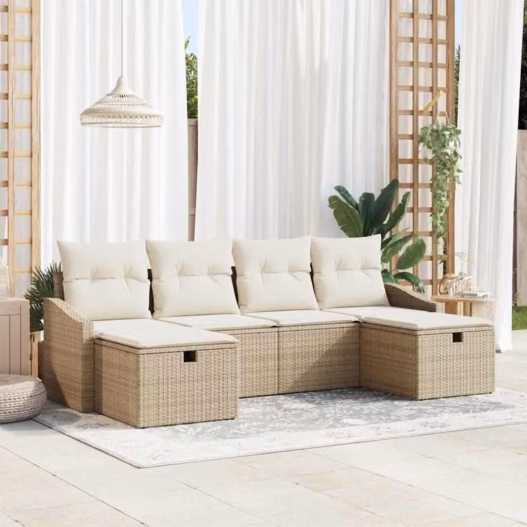 Maison Exclusive - Set da giardino con 6 pezzi, divano in rattan sintetico
