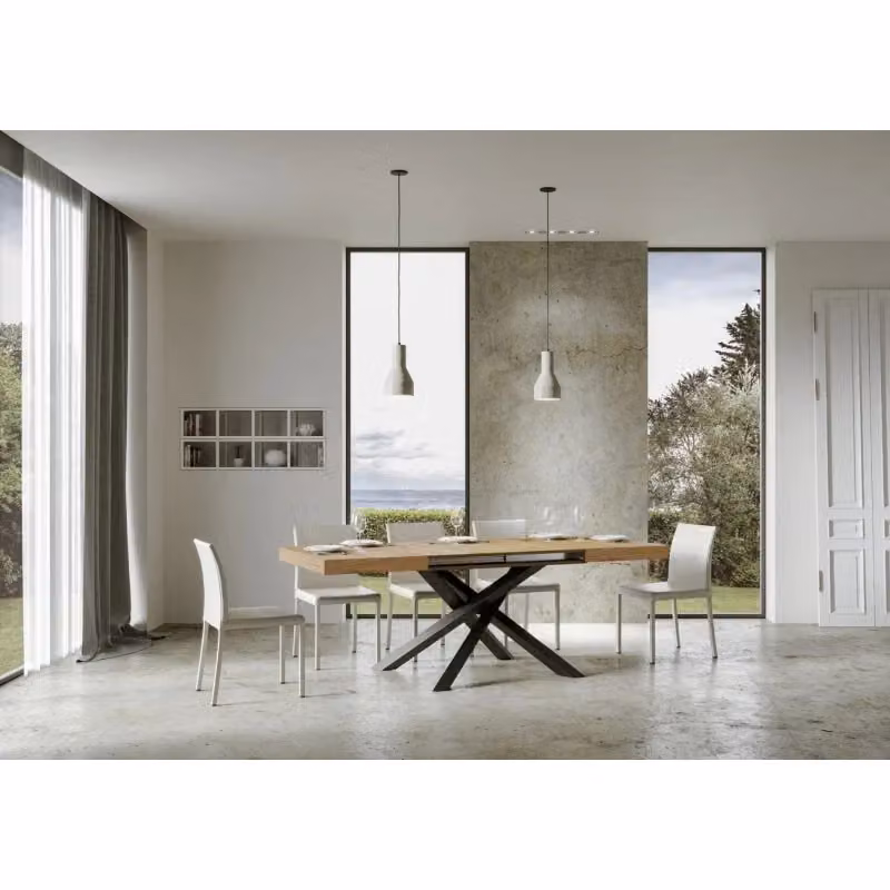 Tavolo allungabile Itamoby Volantis con telaio antracite e piano in rovere natura L/P: 200-304 x 90 cm – 2