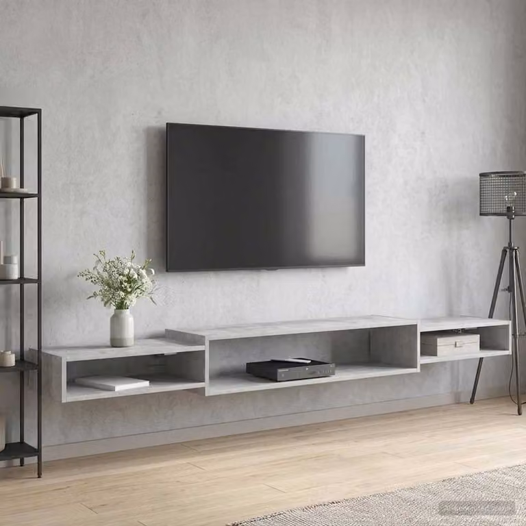 Mobile TV da parete vidaXL in stile moderno, Grigio Cemento, L 220 x P 28 x H 21 cm