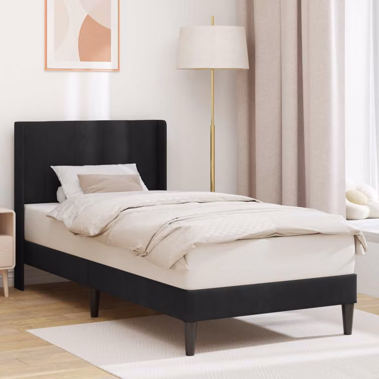 Struttura del letto con testiera vidaXL in velluto nero, dimensioni 90 x 190 cm