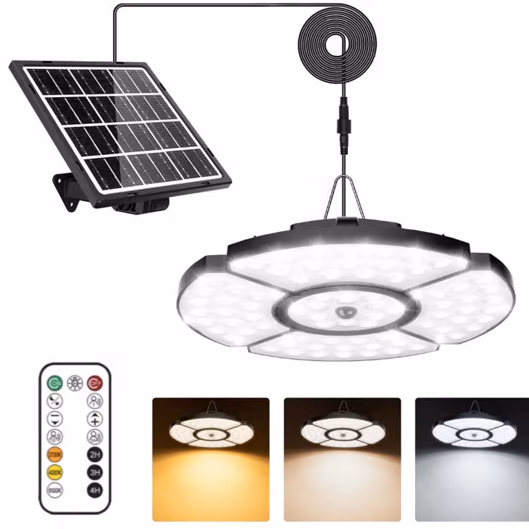 Lampada a sospensione solare con telecomando, 5 modalità, batteria da 4000mAh, 1000 lumen