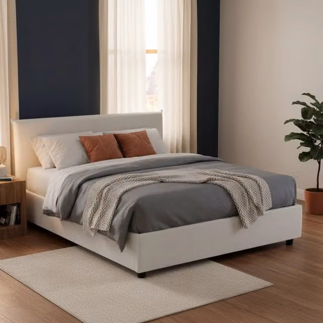 Letto Matrimoniale Ariella, Letto Matrimoniale Contenitore Made in Italy, Bianco