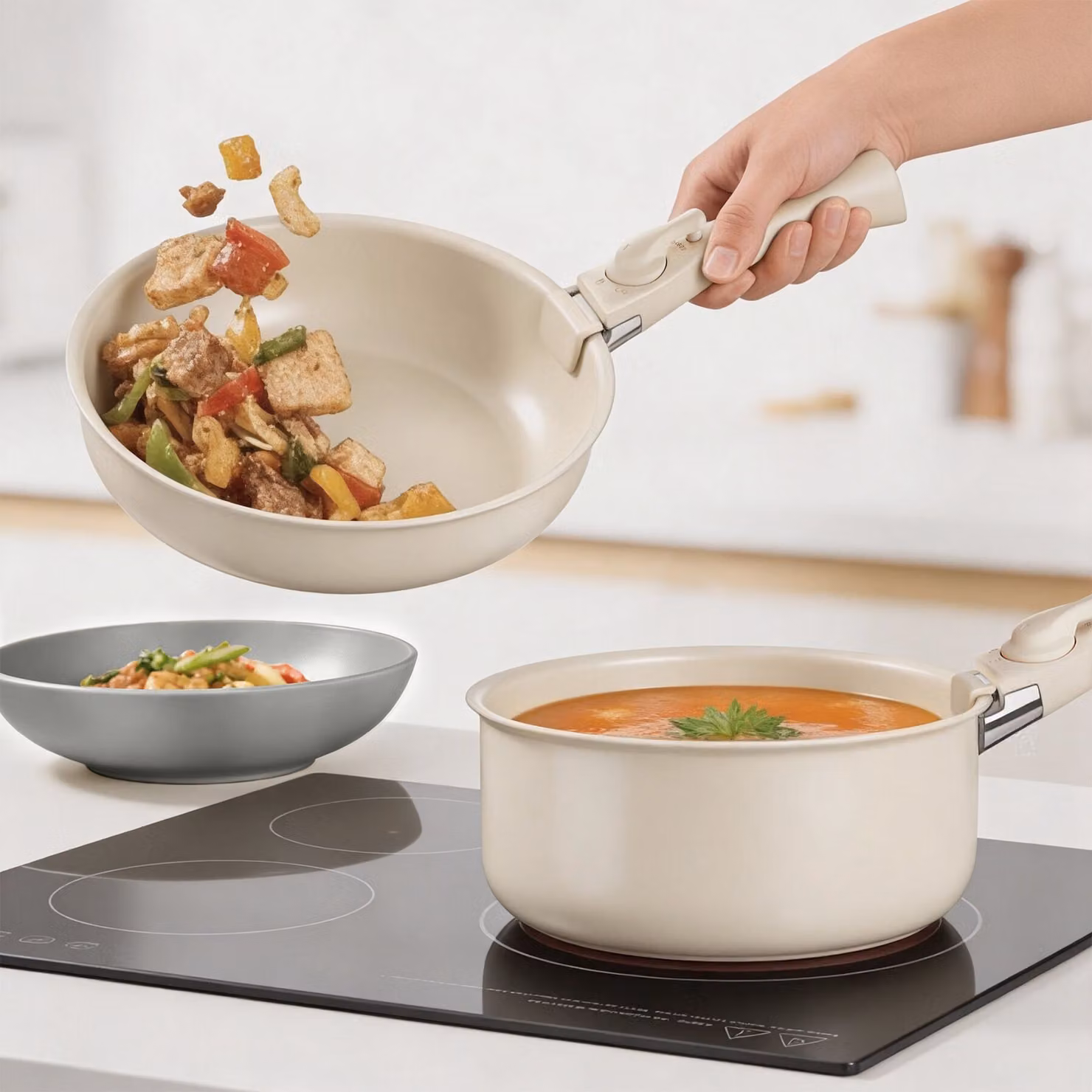 Set iniziale da cucina TecTake GmbH per 6 persone, 44 pezzi, grigio e bianco – 2