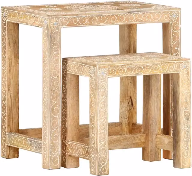 Set Tavolini da Salotto 2 pz in Legno Massello di Mango 285881