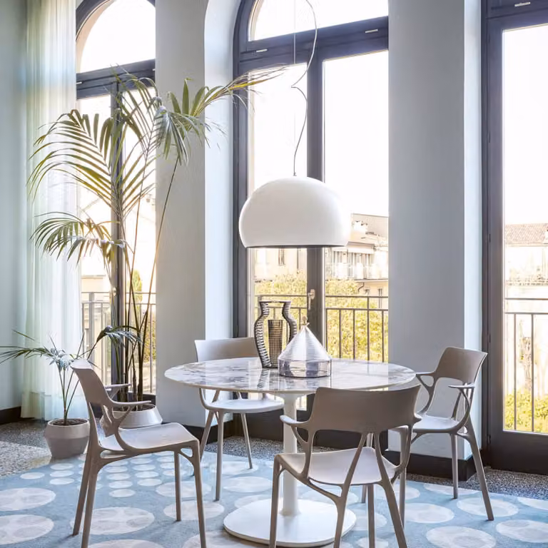 Kartell Lampada a sospensione Small FL/Y, Bianco / Opale, Soggiorno / Sala da pranzo, Plastica, Design, Lampada a sospensione