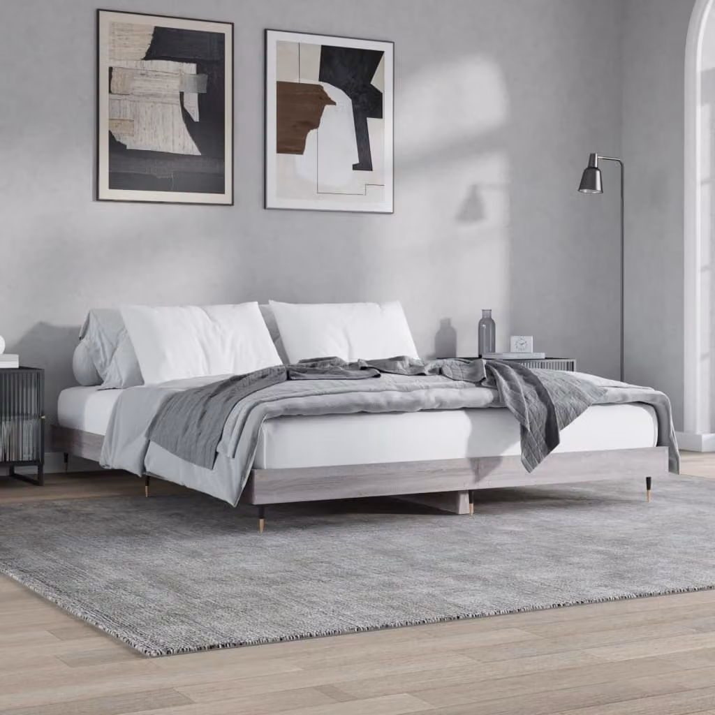 vidaXL Giroletto Grigio Sonoma 200x200 cm in Legno Multistrato
