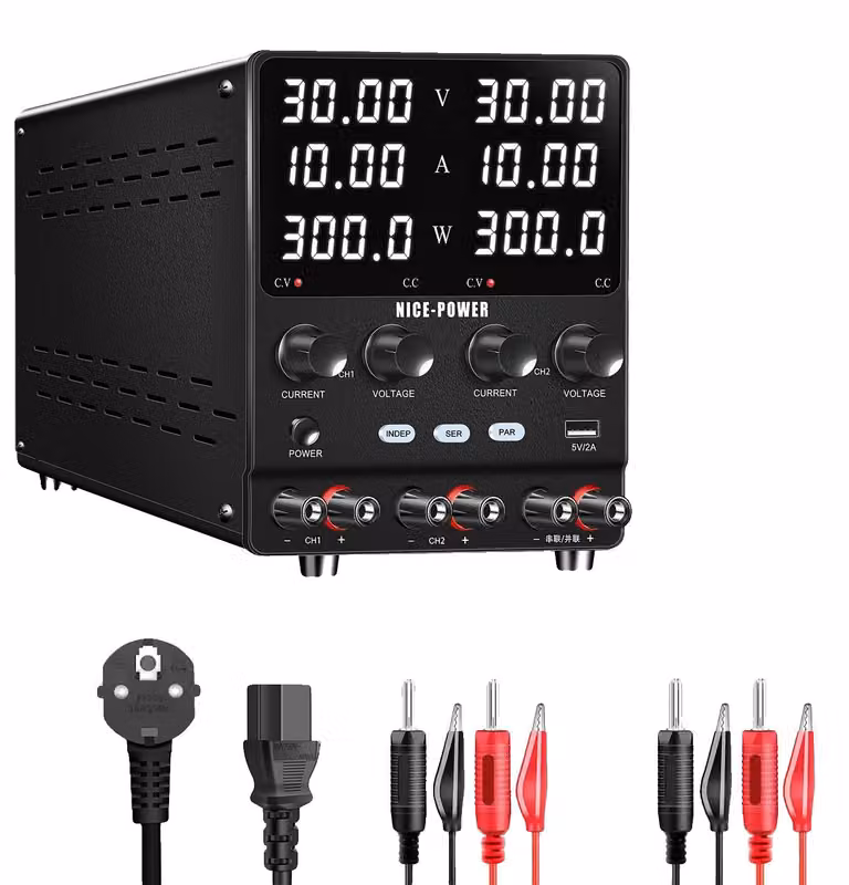 Alimentatore DC, tensione regolabile, uscita a doppio canale, 30V 10A, doppio canale