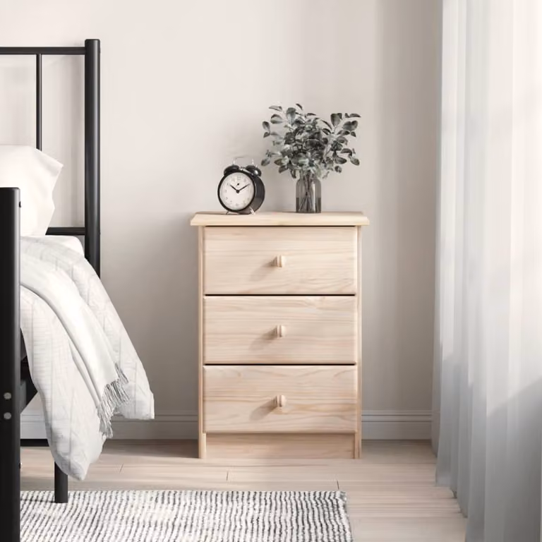 Comodino vidaXL in legno massello di pino, moderno, L 41 cm x P 35 cm x H 55,5 cm