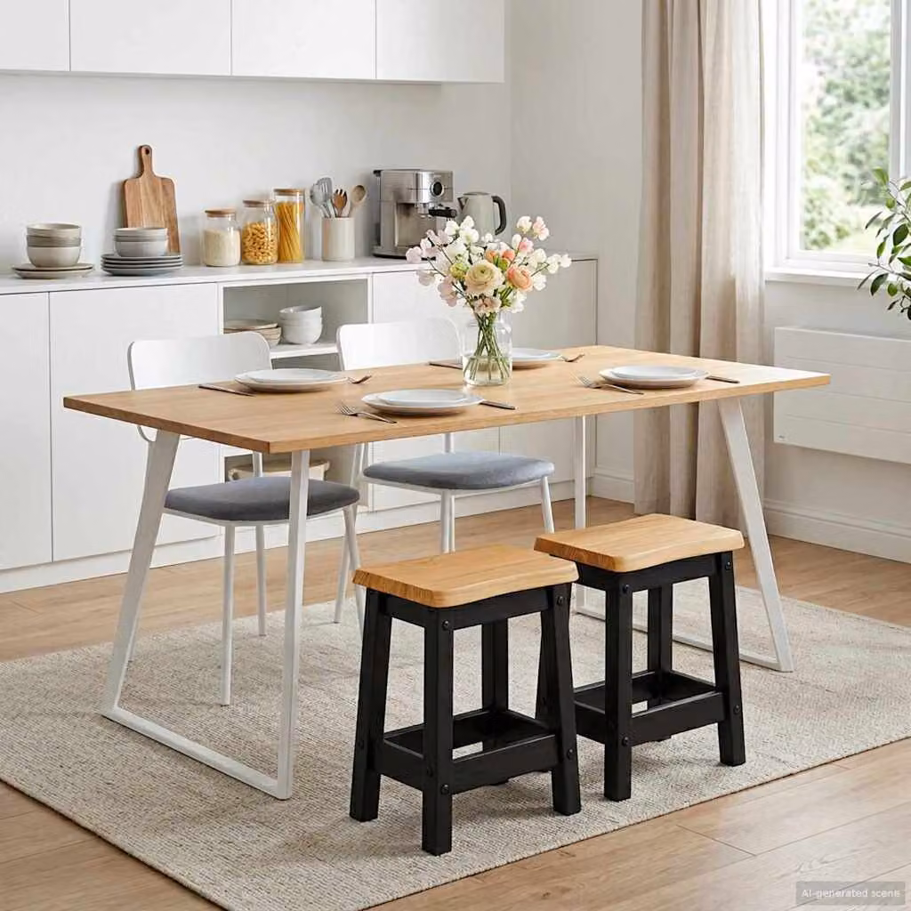 Set di 2 sgabelli da bar EKAI vidaXL in legno di pino nero L 40 cm x P 29 cm x H 45,5 cm
