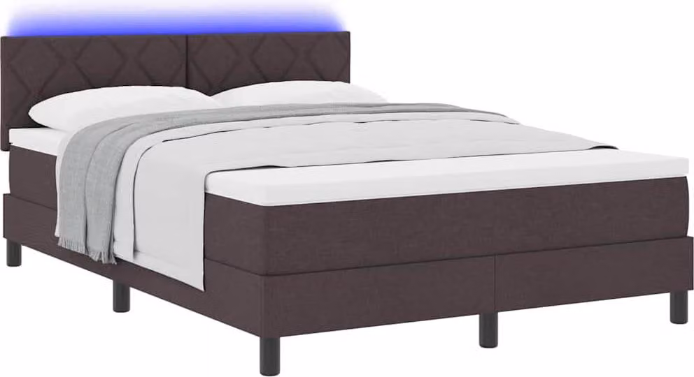 Letto a molle con materasso marrone scuro 160 x 200 cm in tessuto