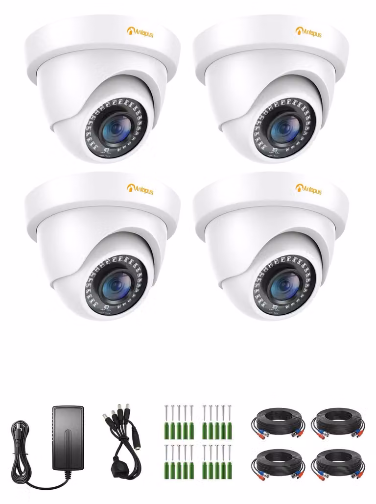 Kit di 4 telecamere dome per videosorveglianza HD TVI 1080P con visione notturna