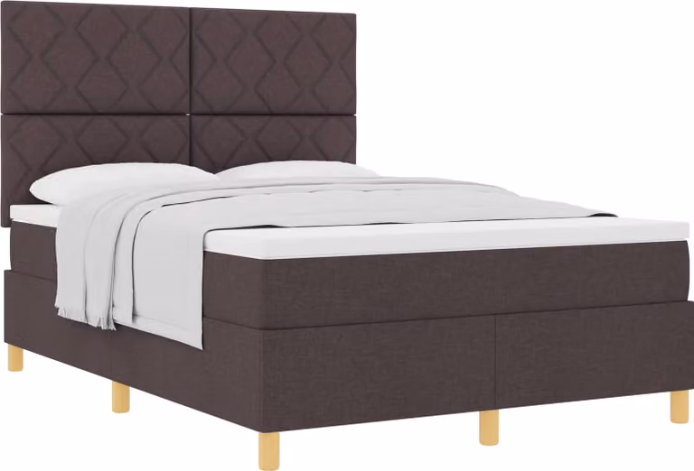 Letto a molle con materasso marrone scuro 160 x 200 cm in tessuto