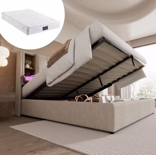Letto contenitore 160x200 cm con ricarica wireless e USB