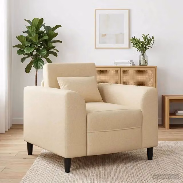Poltrona-Poltroncina-Divano Sedia Crema Tessuto 843444