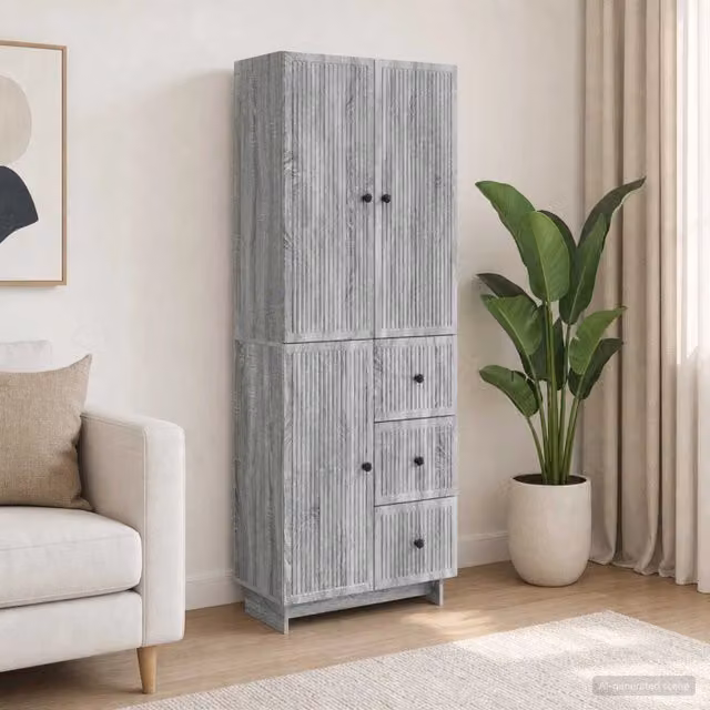 Set di mobili da soggiorno moderno vidaXL in MDF grigio opaco composto da lowboard e pensile con ante scorrevoli, L/P/H: 90 x 34,5 x 66 cm e 66 x 2 x 48,98 cm
