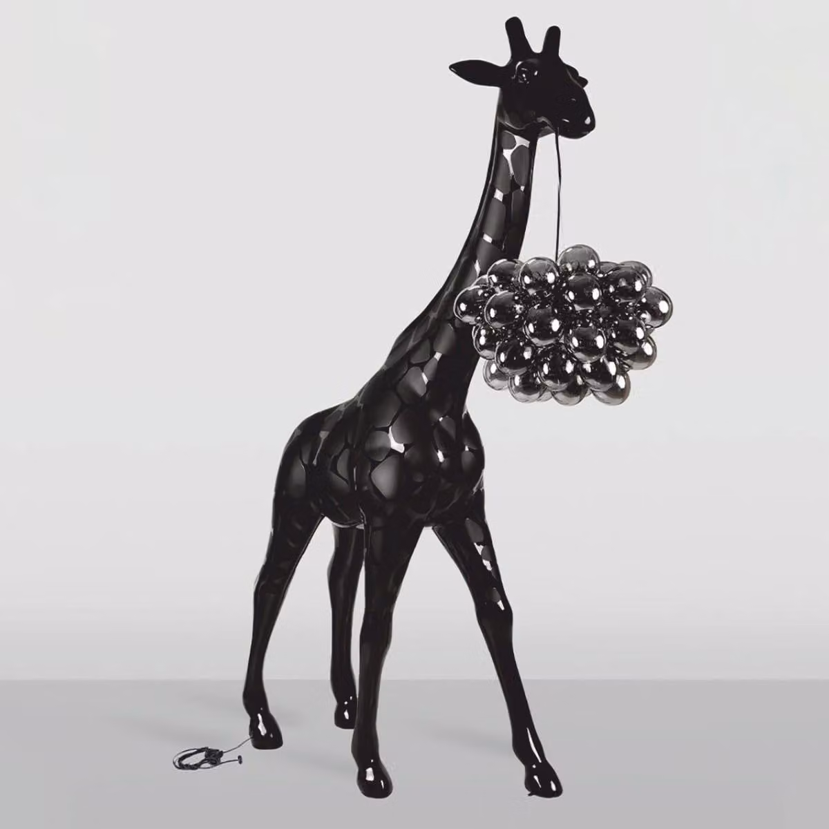 Casa Padrino Lampada da terra Giraffa Nero H. 230 cm - Lampade da terra a forma di animale