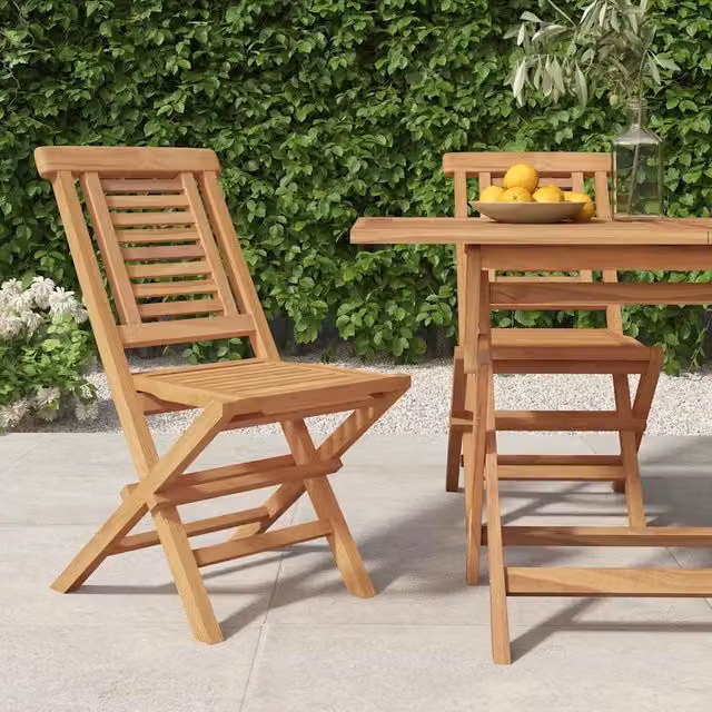 Set di 2 sedie pieghevoli vidaXL in legno di teak oliato marrone L/P/H: 47 x 63 x 90 cm