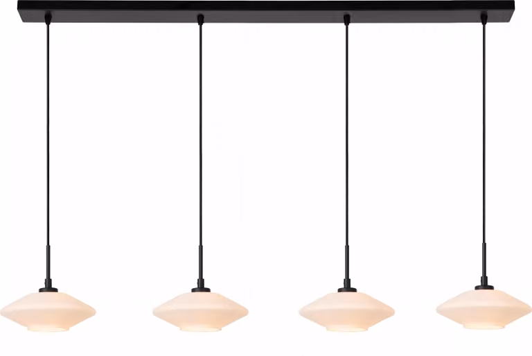 Lampada a sospensione con paralumi in vetro bianco, nera TREVOR 4xG9 40W Lucide