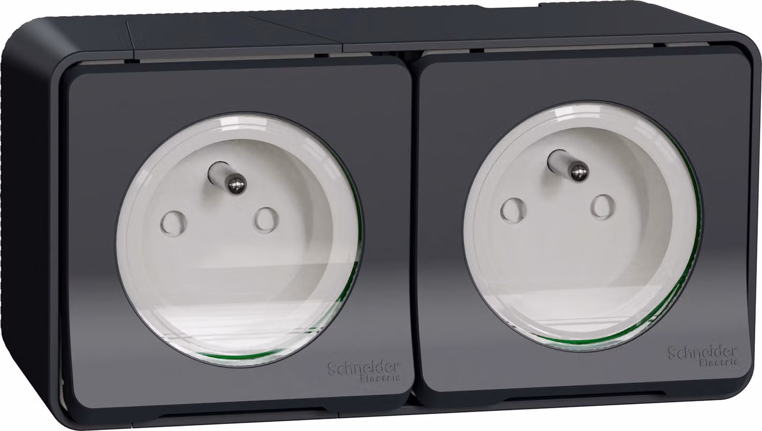 Mureva Styl - Presa orizzontale doppia 2P+T precablata - montaggio esterno - IP55 - IK08 - grigio - SCHNEIDER ELECTRIC - MUR36028