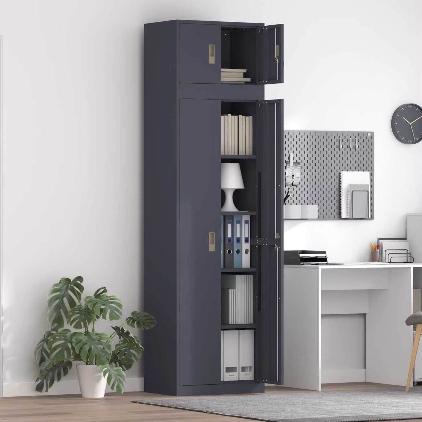 vidaXL Armadio 2 pz Antracite 60 x 40 x 220 cm Acciaio Bloccabile