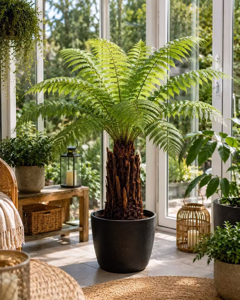 Dicksonia antarctica, felce australiana, 40–50 cm | Fusto liscio | Resistente al freddo | Pianta esotica da giardino | Pianta preistorica