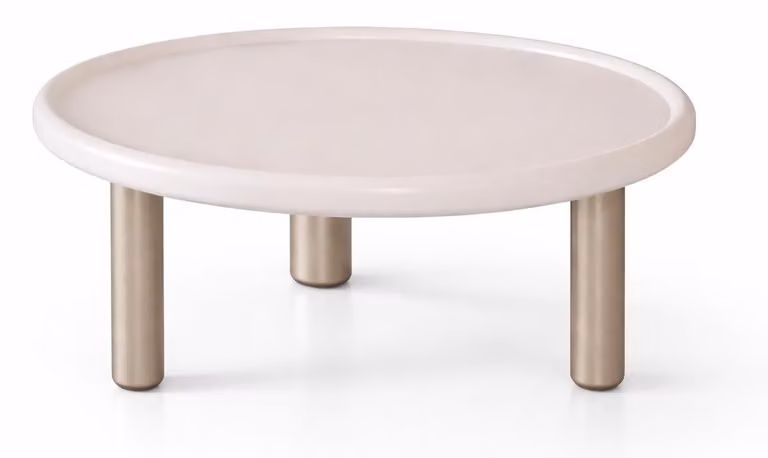 Set di tavolini da divano, colore bianco, stile moderno, piano in metallo, struttura in metallo, nuovo
