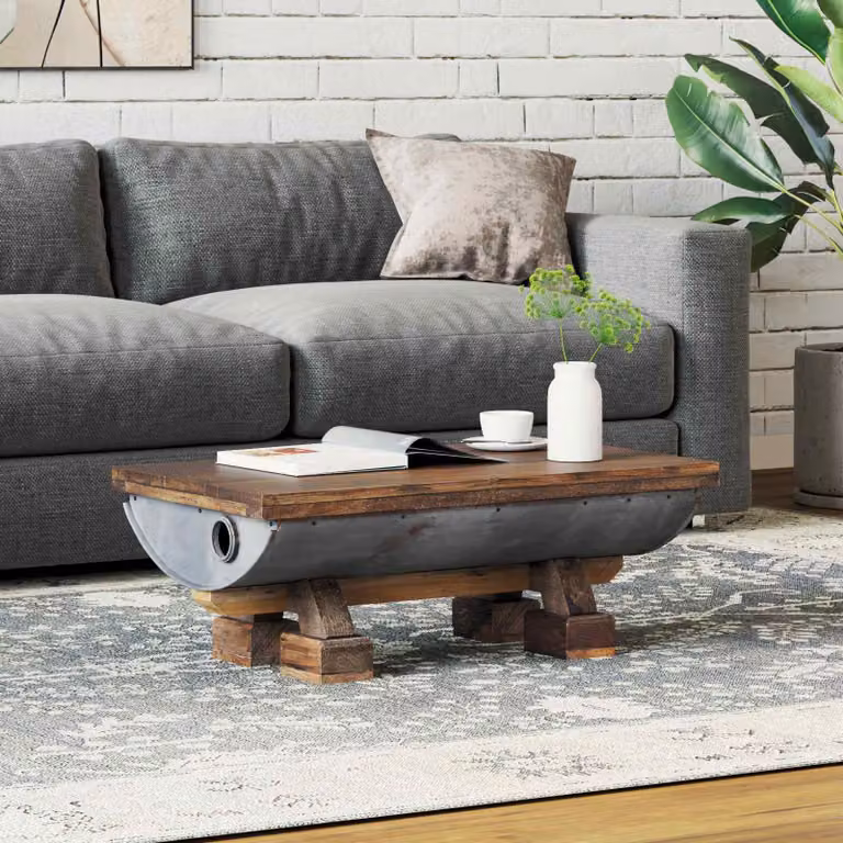 Tavolino da salotto vidaXL in legno naturale marrone L: 90 cm, P: 50 cm, H: 35 cm