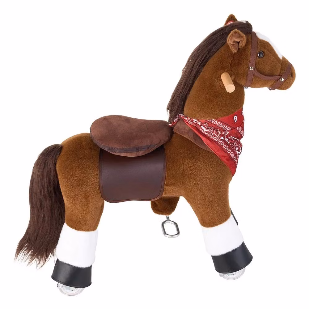 Cavallo Cavalcabile Pony per Bambini con Ruote e Maniglie, Colore Marrone, Portata Max 50 kg – 2
