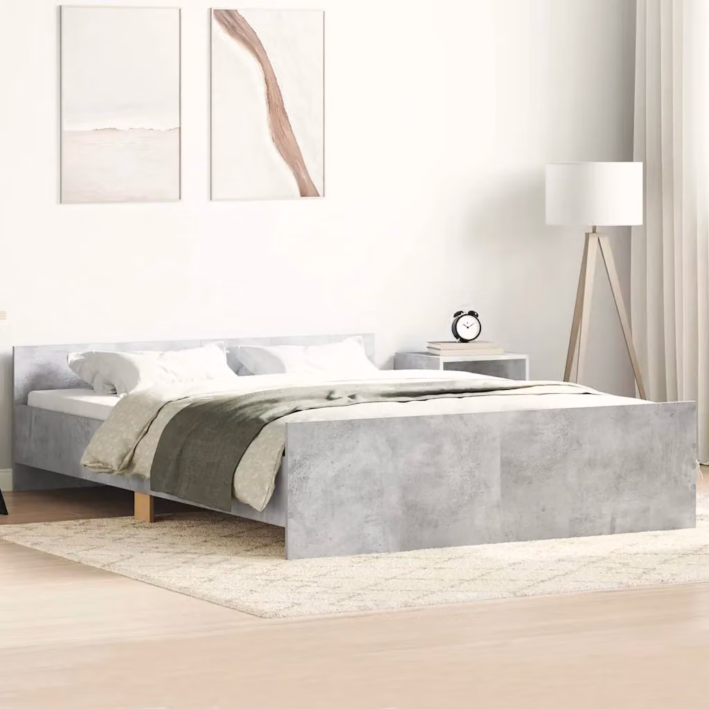 vidaXL Giroletto con Testiera e Pediera in Legno e Tessuto Grigio L: 138 cm, P: 193 cm