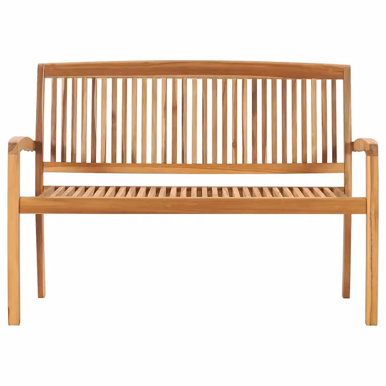 Panchina da giardino impilabile vidaXL in legno di teak con cuscini color antracite e marrone, L: 128,5 cm