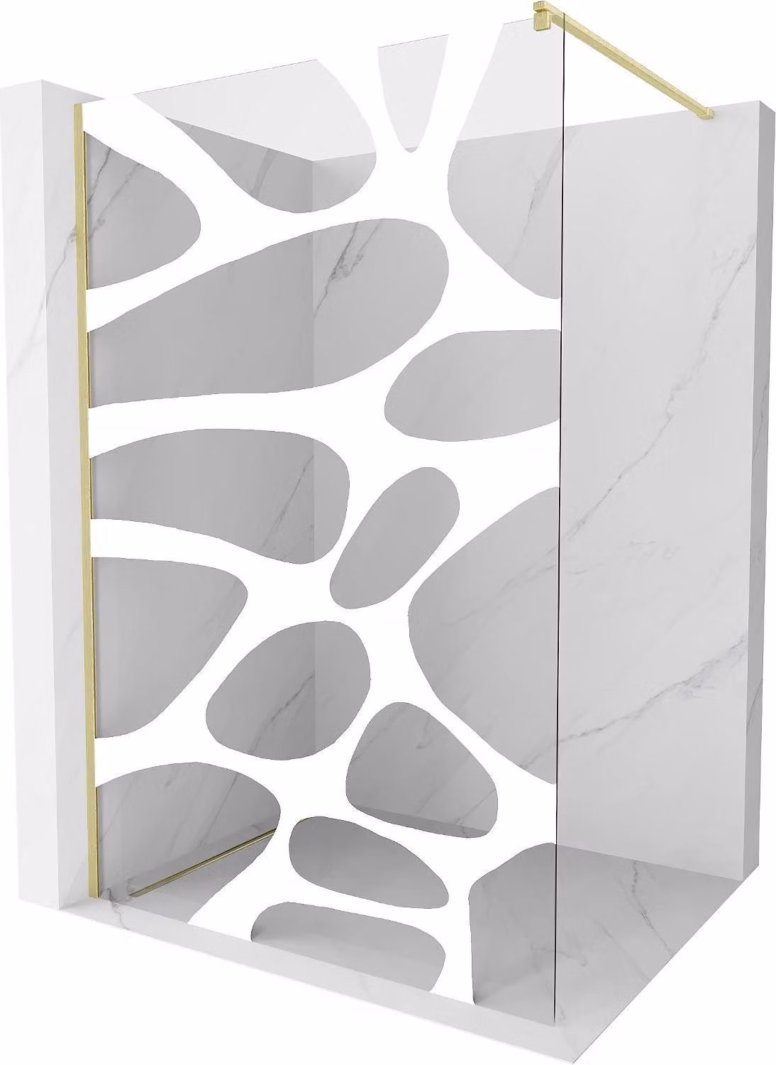 Mexen Kioto parete doccia Walk-in 110 x 200 cm, onda bianca 8 mm, oro spazzolato - 800-110-101-55-97