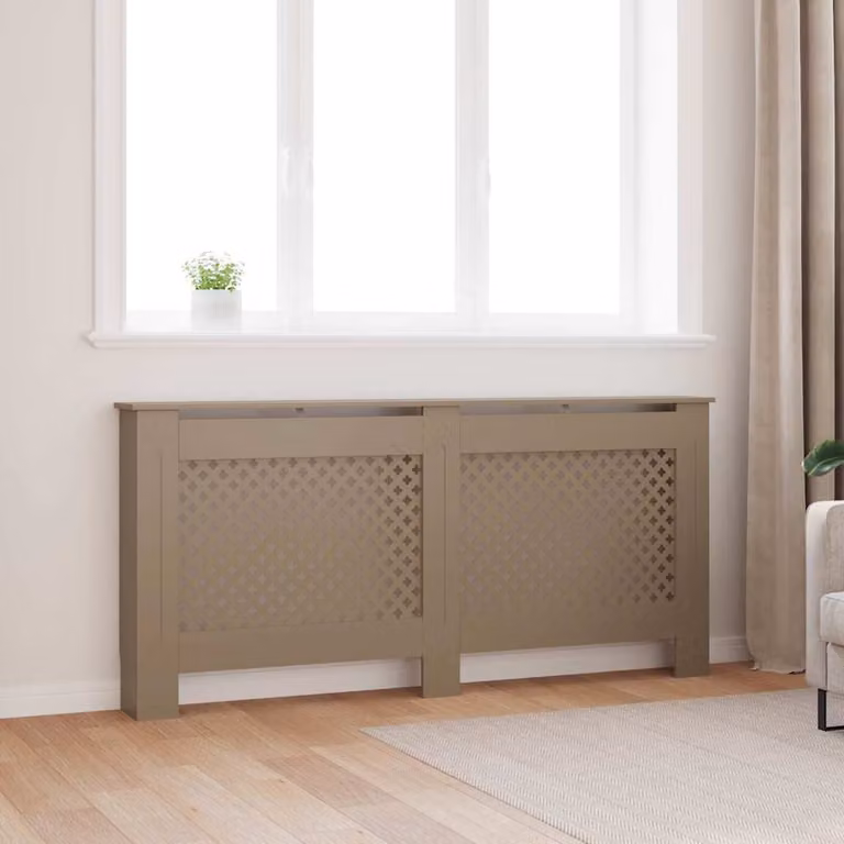 Copertura per radiatore vidaXL in MDF marrone con design geometrico moderno L: 172 cm, P: 19 cm, H: 81,5 cm