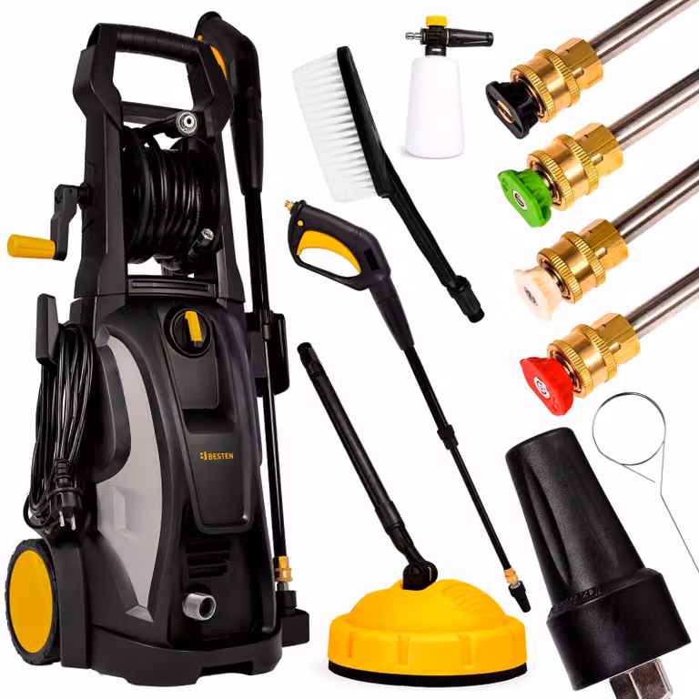 Idropulitrice 2400W 180 bar BESTEN BE0002913 motore a induzione pompa in alluminio 480 l/h kit completo