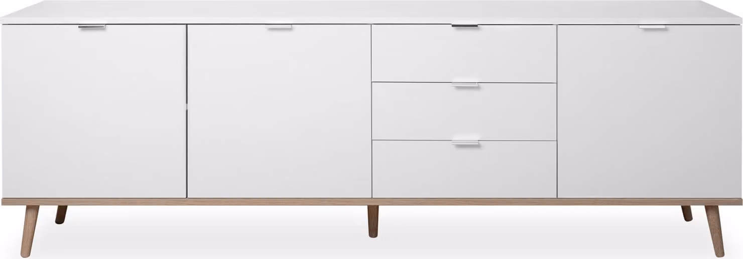 Calicosy - Credenza Bassa 3 Porte 2 Ripiani 3 Cassetti L200 cm - Copenhague