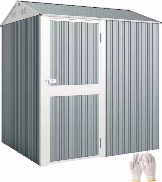 Casetta da giardino metallo ¨C Zephmum ¨C Grigio 209x177x236 cm