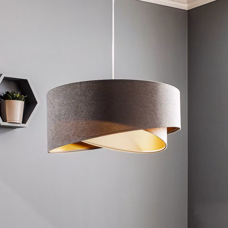 Lampada a sospensione Vivien Maco Design, dimmerabile, Alluminio / Grigio / Zincato, Soggiorno / Sala da pranzo, Tessuto / Stoffa / Seta, Moderno, Lampada a sospensione
