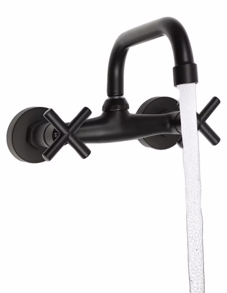 Rubinetto da parete, con corpo in ottone e cartuccia in Vetroceramica, girevole a 360°, design a due manopole, filettatura NPT 1/2, resistente all'acqua e senza perdite