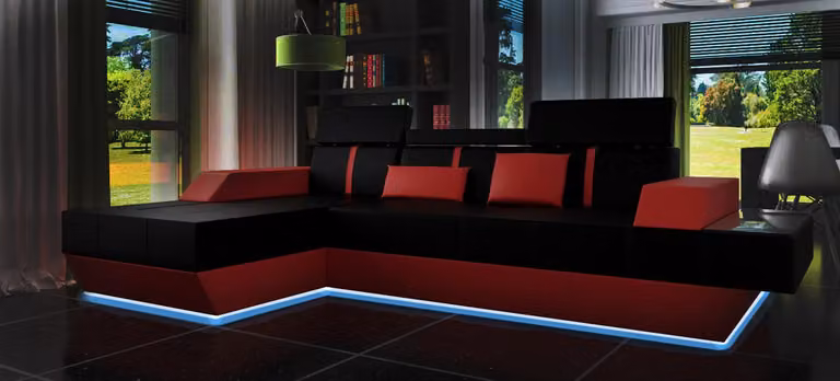 Ledersofa Wohnlandschaft Couch Sofa Ecksofa USB Leder Polster Massanfertigung