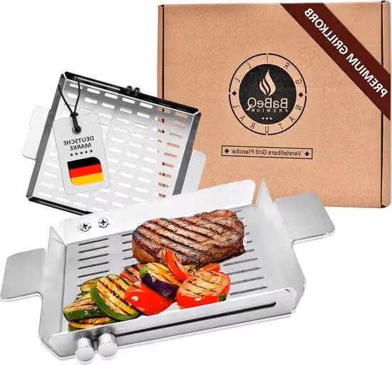 Vari cestelli per barbecue fino a 28 cm – barbecue a gas, barbecue a carbonella, forno – Accessori per pesce, verdure, carne
