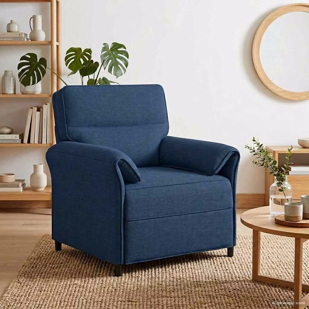 Divano singolo moderno vidaXL in tessuto blu con braccioli L/P/H: 88 x 83 x 95 cm