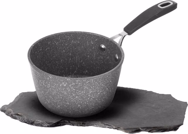 Mini casseruola con un manico KASANOVA Petra Dark nero e grigio con rivestimento antiaderente in ceramica e alluminio, diametro 14 cm – 1
