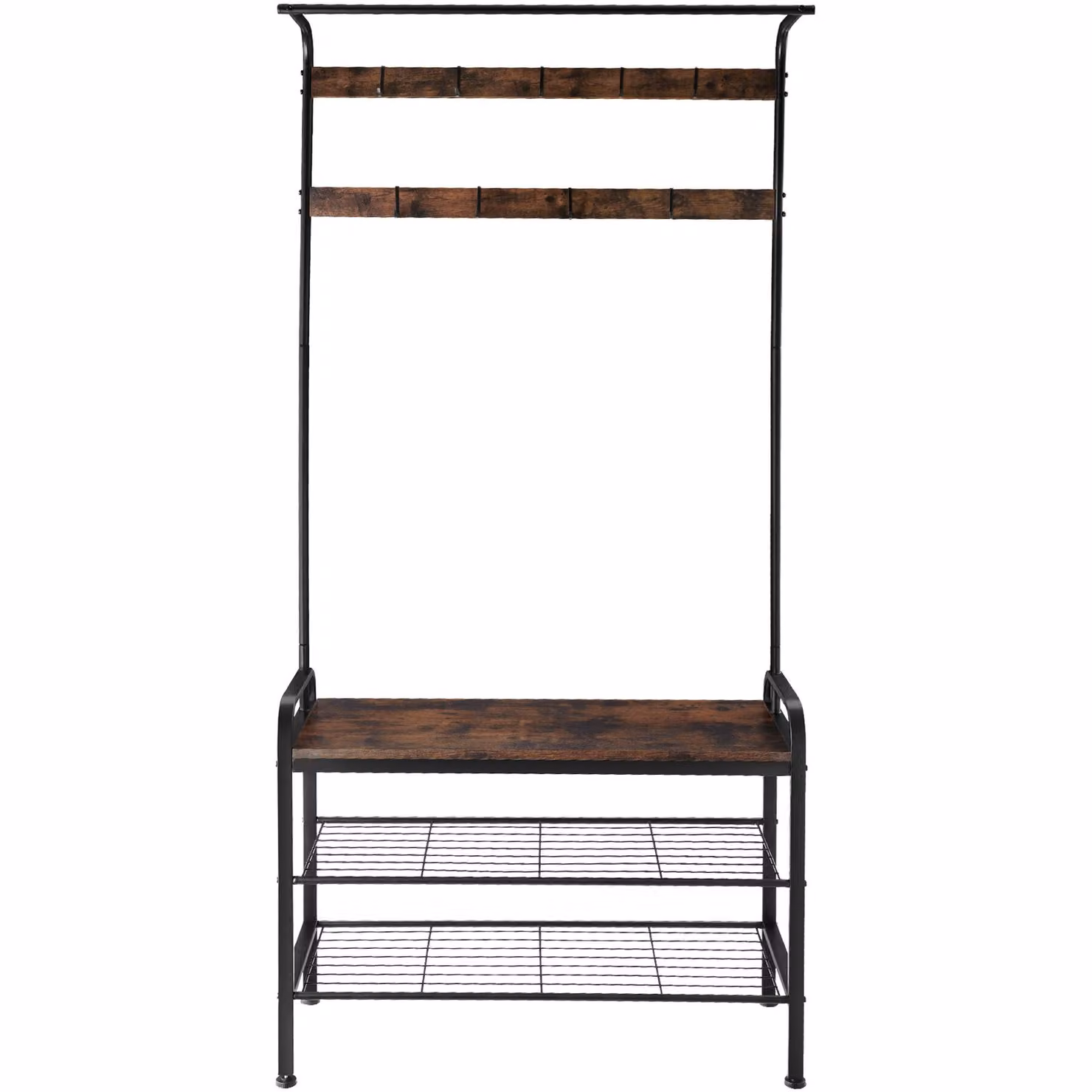 Guardaroba con panca e appendiabiti in stile industriale TecTake GmbH, colore marrone, L: 85,5 cm, P: 36,0 cm, H: 184,0 cm – 3