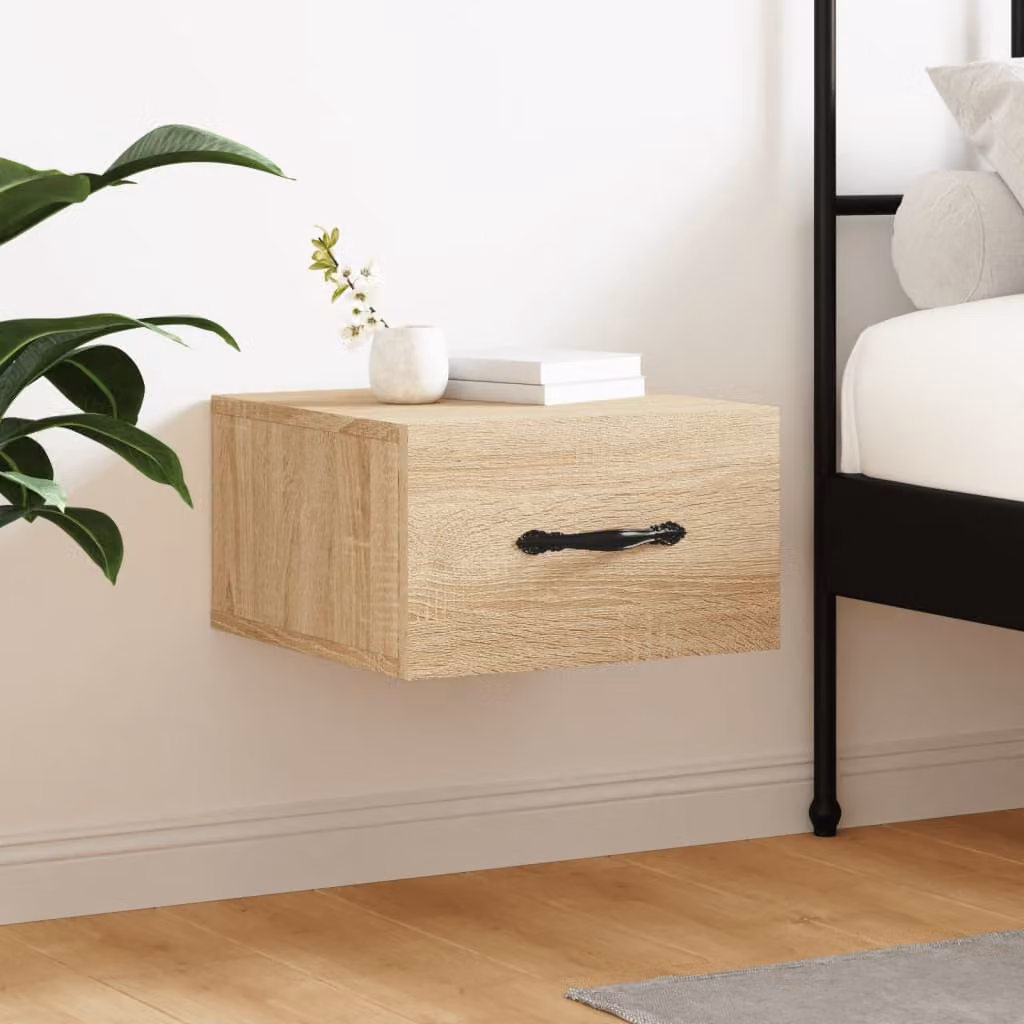 Comodino a muro vidaXL in Rovere Sonoma, L 35 x P 35 x H 20 cm